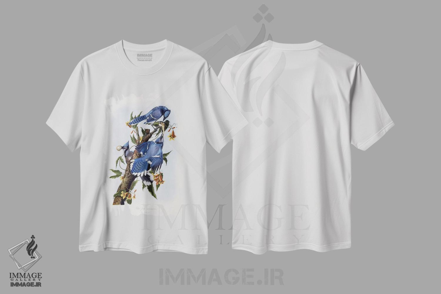 تیشرت طرح دار جی آبی، تزئینی اثر جان جیمز آدوبون | immage.ir
