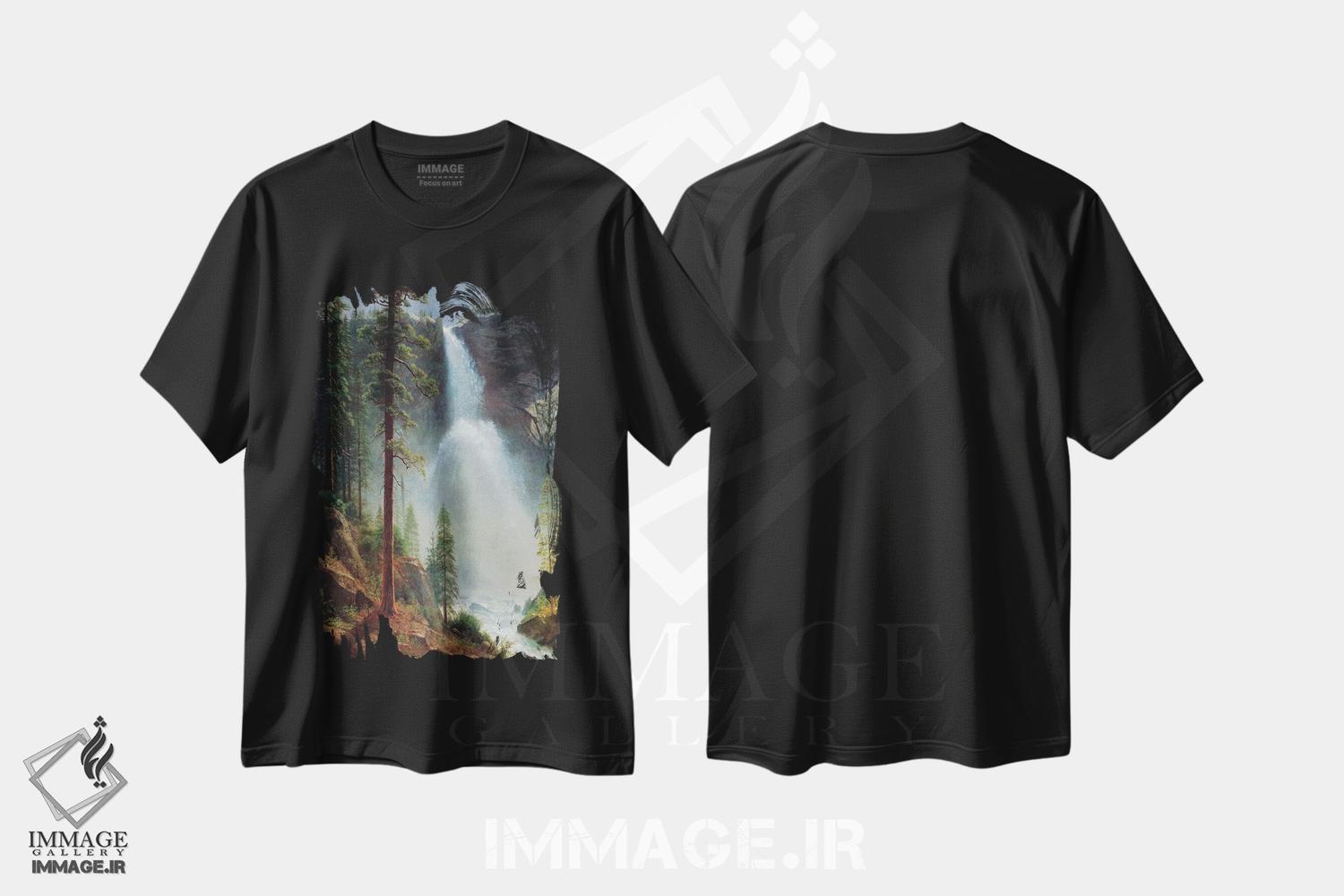 تیشرت طرح دار آبشار نوادا، هنر فاخر کلاسیک اثر آلبرت بیرشتات | فروشگاه ایماژ
