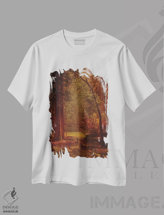 تیشرت طرح دار درخت داگ وود، هنر فاخر کلاسیک اثر آلبرت بیرشتات | فروشگاه ایماژ