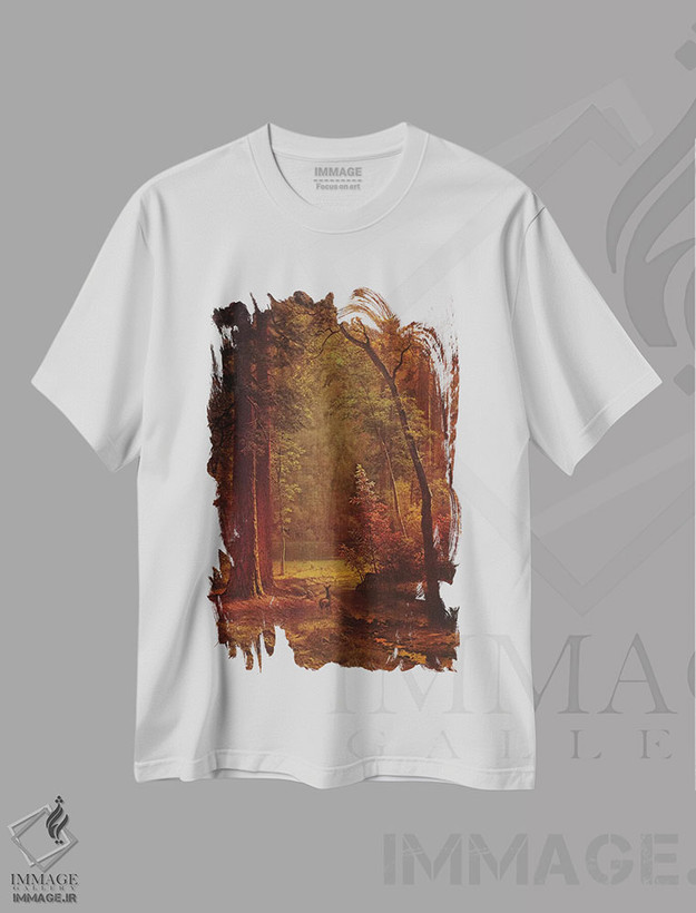 تیشرت طرح دار درخت داگ وود، هنر فاخر کلاسیک اثر آلبرت بیرشتات | فروشگاه ایماژ