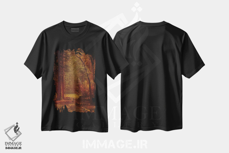 تیشرت طرح دار درخت داگ وود، هنر فاخر کلاسیک اثر آلبرت بیرشتات | immage.ir