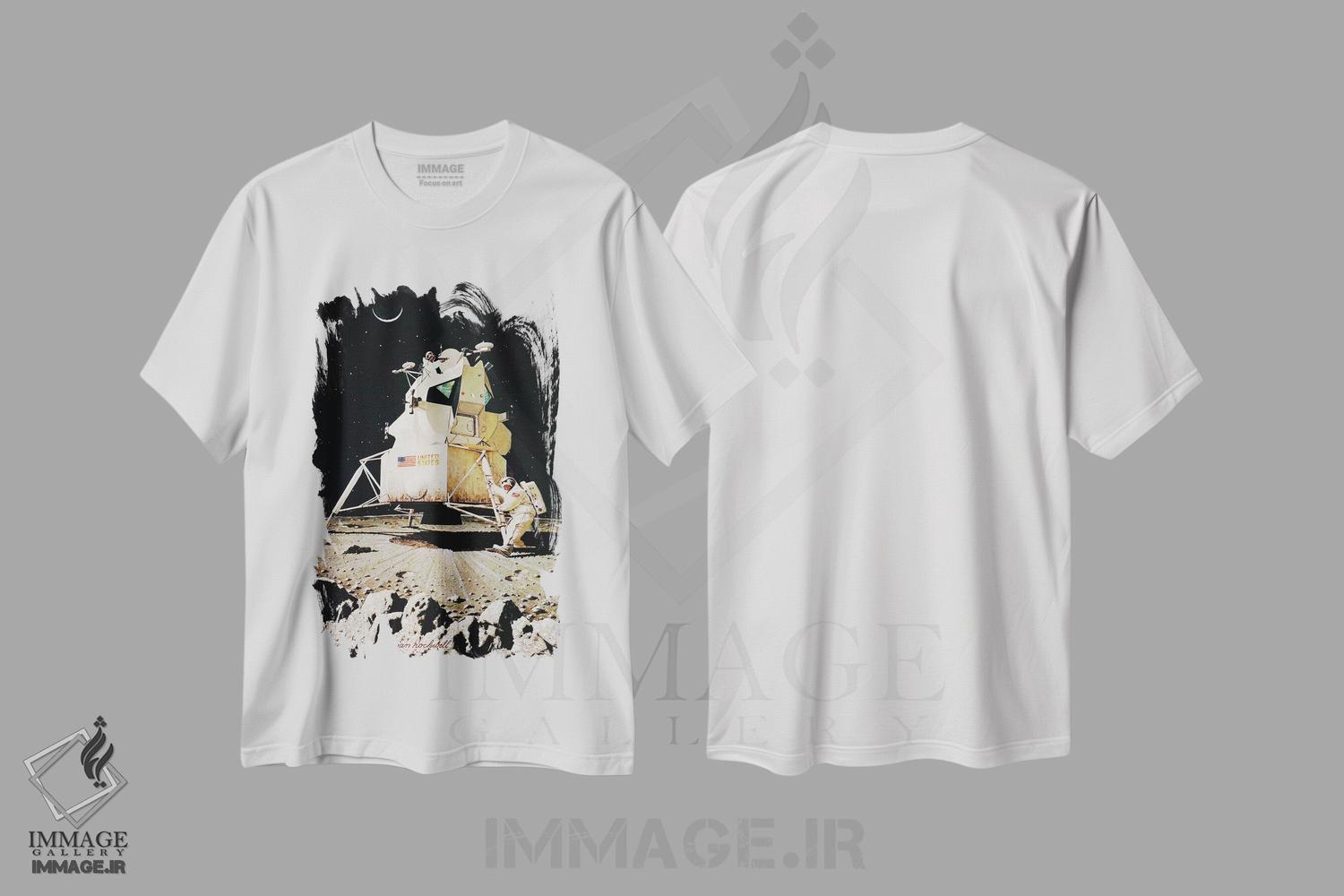 تیشرت طرح دار انسان روی ماه، مدیوم اثر نورمن راکول | immage.ir