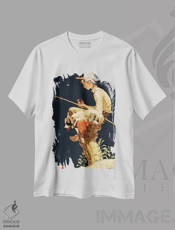 تیشرت طرح دار پسر ماهیگیر، مدیوم اثر نورمن راکول | فروشگاه ایماژ