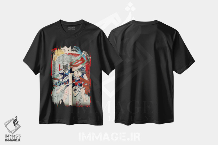 تیشرت طرح دار مردان در حال کشتی گرفتن، دکور آسیایی اثر هنرمند ناشناس | فروشگاه ایماژ