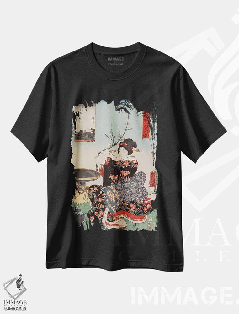 تیشرت طرح دار زن با شاخه درخت، دکور آسیایی اثر هنرمند ناشناس | immage.ir
