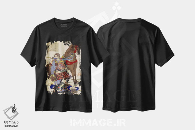 تیشرت طرح دار سامورایی و اسب، دکور آسیایی اثر هنرمند ناشناس | immage.ir