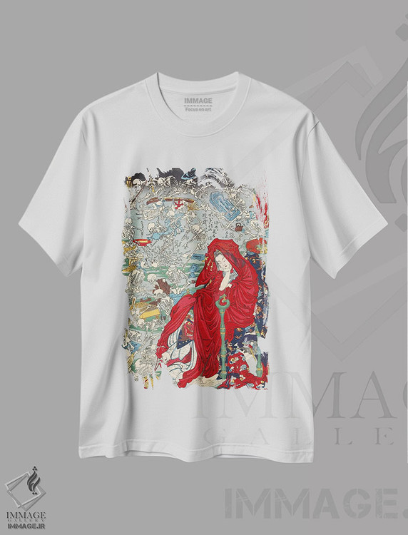 تیشرت طرح دار جیکوکو دایو، دکور آسیایی اثر کاوانابه کیوسای | فروشگاه ایماژ