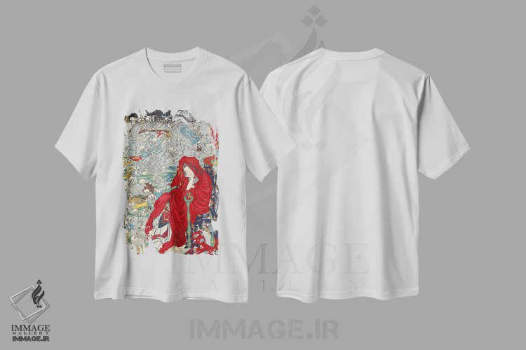 تیشرت طرح دار جیکوکو دایو، دکور آسیایی اثر کاوانابه کیوسای | فروشگاه ایماژ