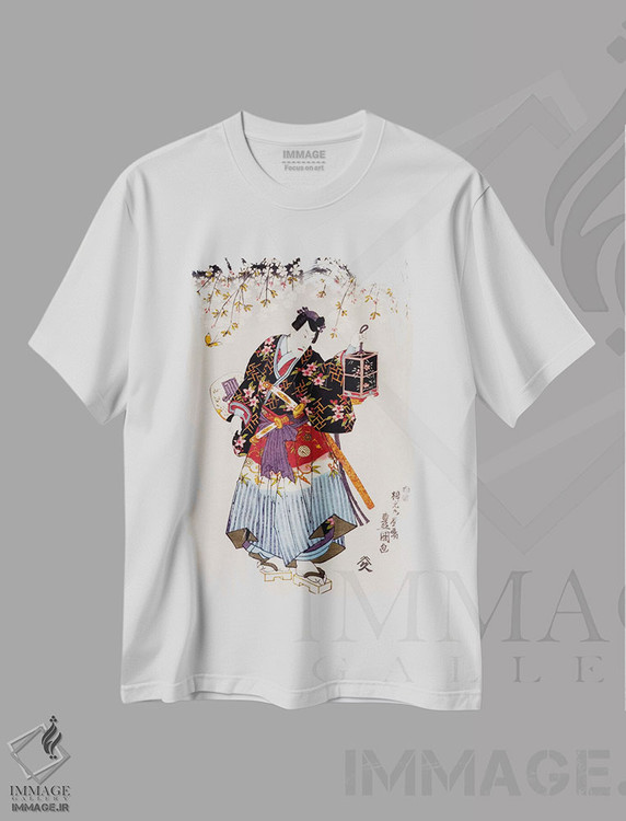 تیشرت طرح دار سامورایی با دو شمشیر، دکور آسیایی اثر هنرمند ناشناس | فروشگاه ایماژ