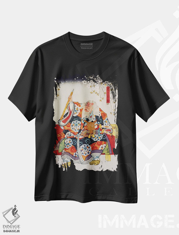 تیشرت طرح دار سامورایی پیر، دکور آسیایی اثر هنرمند ناشناس | فروشگاه ایماژ
