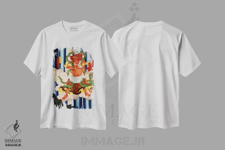 تیشرت طرح دار مرد با کانابو، دکور آسیایی اثر هنرمند ناشناس | فروشگاه ایماژ