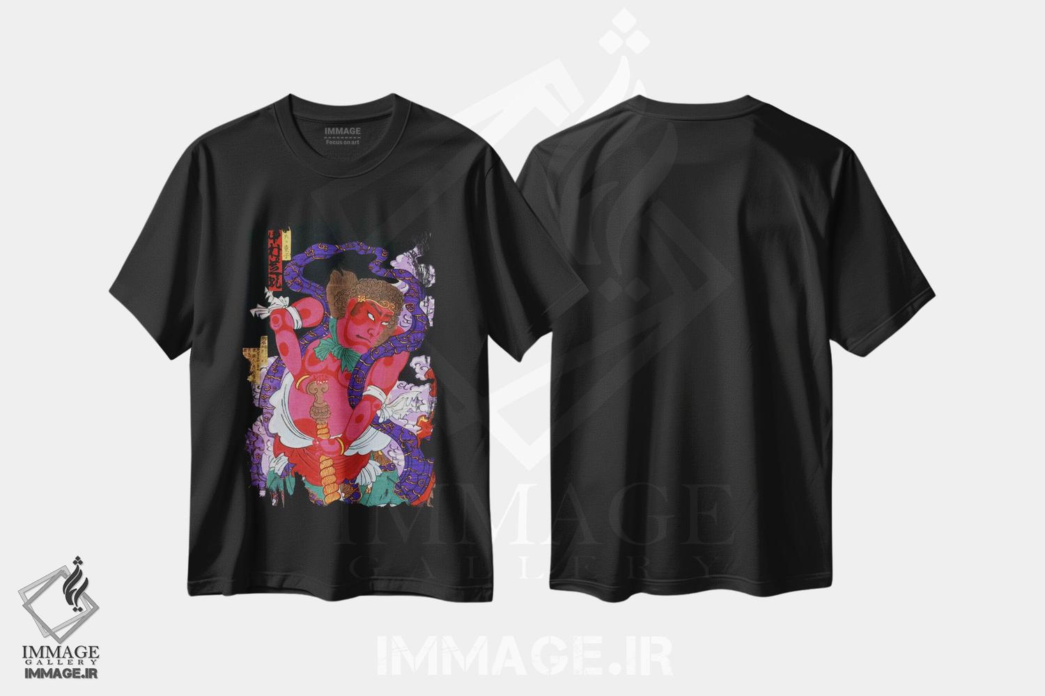 تیشرت طرح دار مرد قرمز با کانابو، دکور آسیایی اثر هنرمند ناشناس | immage.ir