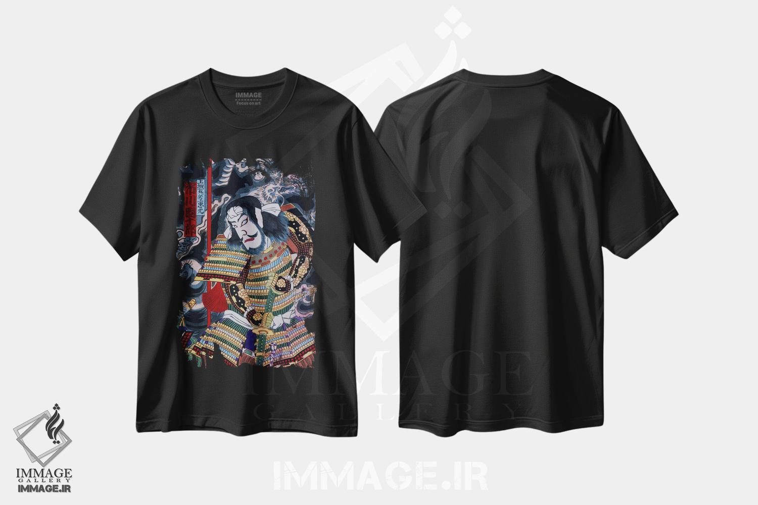 تیشرت طرح دار سامورایی با کاتانا، دکور آسیایی اثر هنرمند ناشناس | فروشگاه ایماژ
