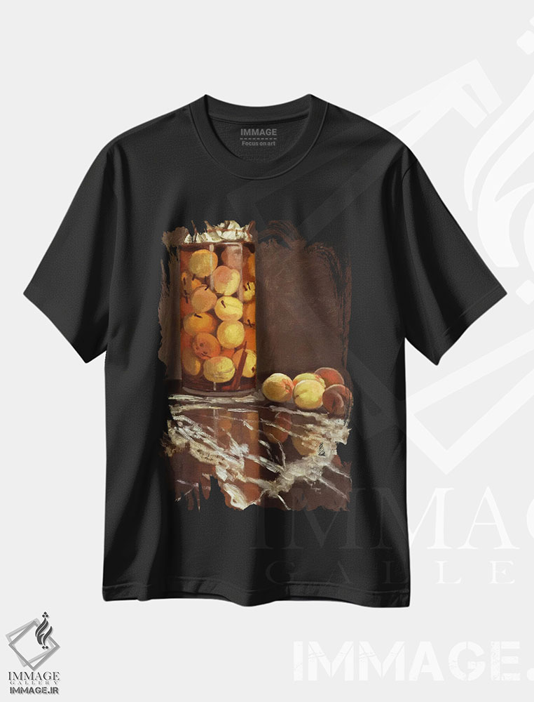 تیشرت طرح دار شیشهٔ هلو، هنر فاخر کلاسیک اثر کلود مونه | فروشگاه ایماژ