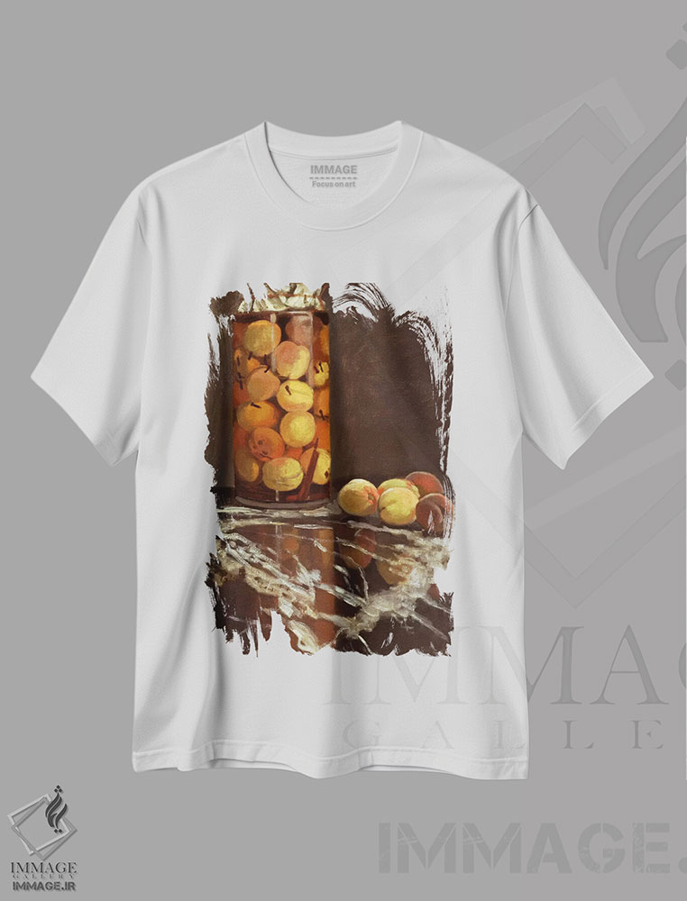 تیشرت طرح دار شیشهٔ هلو، هنر فاخر کلاسیک اثر کلود مونه | immage.ir