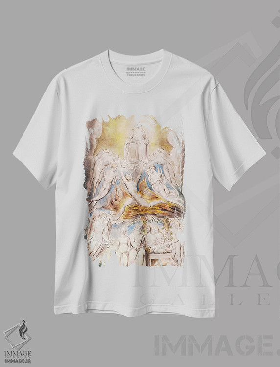 تیشرت طرح دار شیطان پیش از تخت خداوند، مدیوم اثر ویلیام بلیک | فروشگاه ایماژ