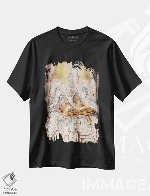 تیشرت طرح دار شیطان پیش از تخت خداوند، مدیوم اثر ویلیام بلیک | immage.ir
