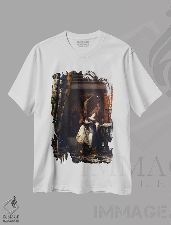 تیشرت طرح دار تمثیل ایمان، باروک اثر یوهانس ورمیر | immage.ir