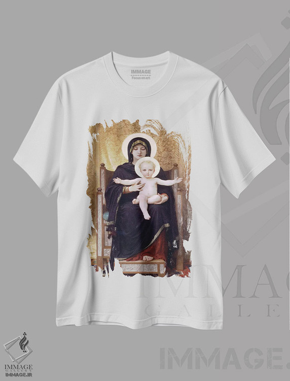 تیشرت طرح دار مدونای نشسته، هنر فاخر کلاسیک اثر ویلیام-آدولف بوگرئو | فروشگاه ایماژ