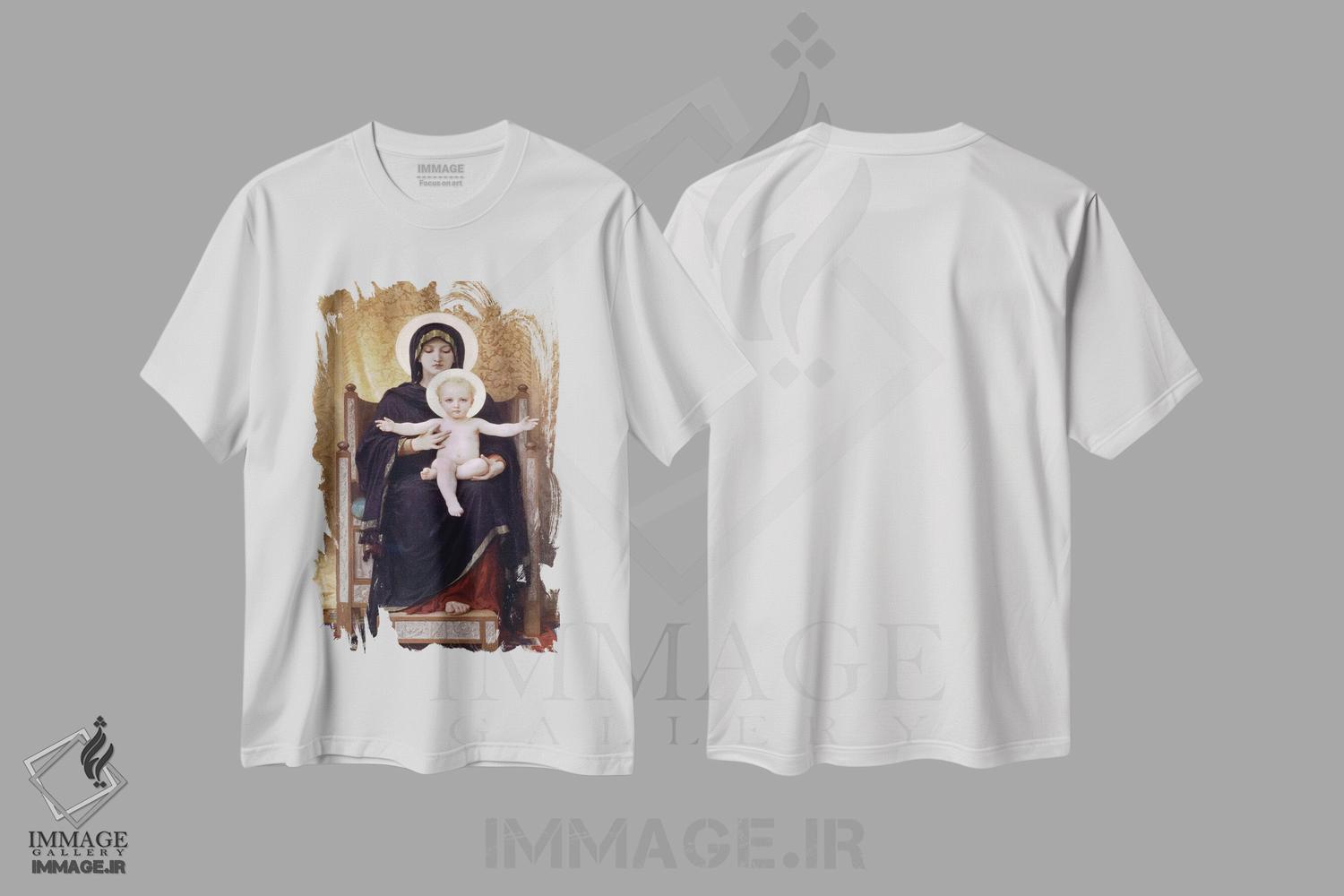 تیشرت طرح دار مدونای نشسته، هنر فاخر کلاسیک اثر ویلیام-آدولف بوگرئو | فروشگاه ایماژ