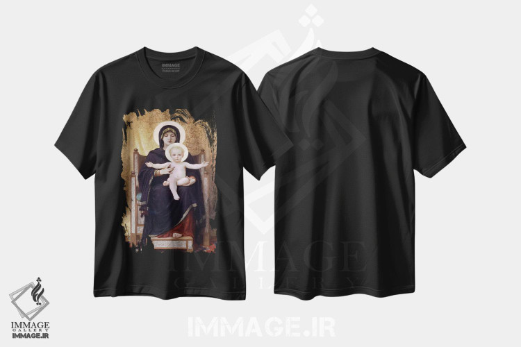 تیشرت طرح دار مدونای نشسته، هنر فاخر کلاسیک اثر ویلیام-آدولف بوگرئو | immage.ir