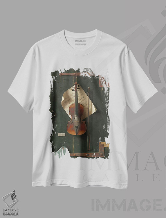 تیشرت طرح دار ویولن قدیمی، دکوراسیون جایگزین اثر ویلیام مایکل هارنت | فروشگاه ایماژ