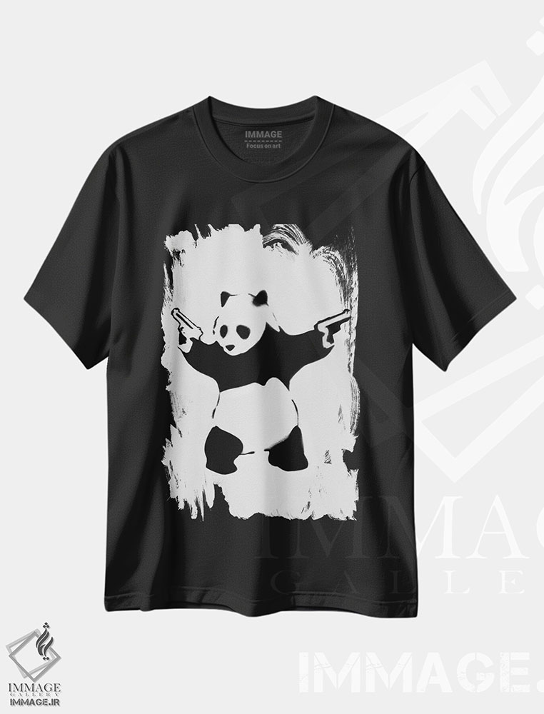 تیشرت طرح دار پاندای مسلح، دکوراسیون جایگزین اثر هنرمند ناشناس | فروشگاه ایماژ