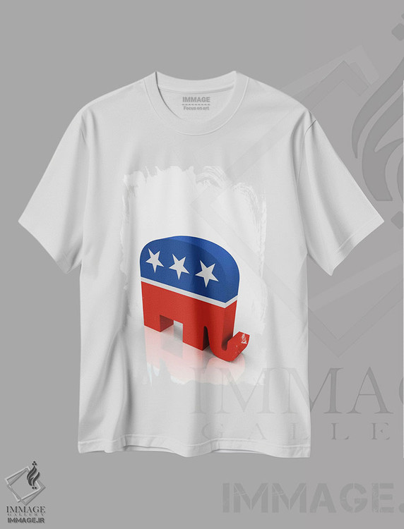 تیشرت طرح دار نماد فیل حزب جمهوری خواه، تزئینی اثر هنرمند ناشناس | immage.ir