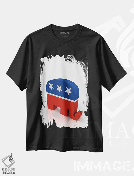 تیشرت طرح دار نماد فیل حزب جمهوری خواه، تزئینی اثر هنرمند ناشناس | فروشگاه ایماژ