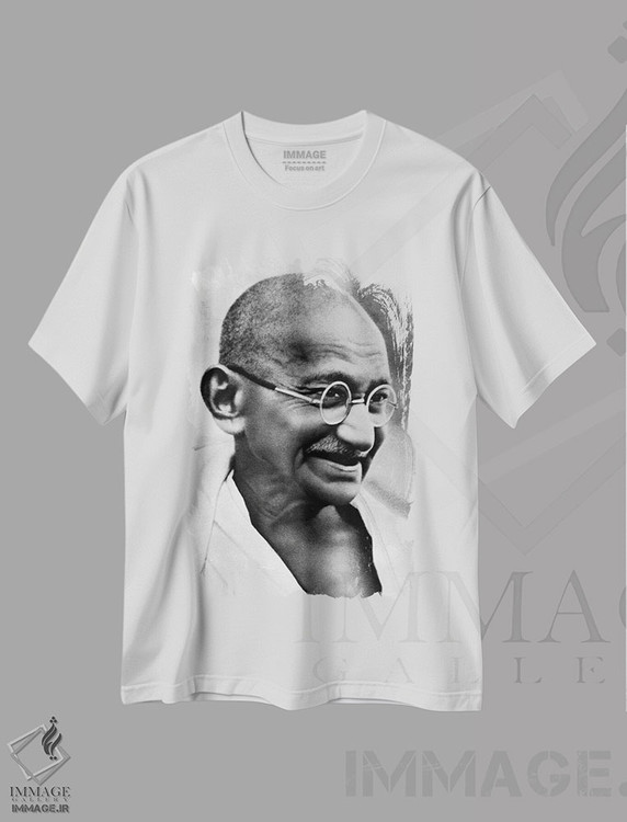تیشرت طرح دار پرترهٔ گاندی، دکور آسیایی اثر هنرمند ناشناس | فروشگاه ایماژ
