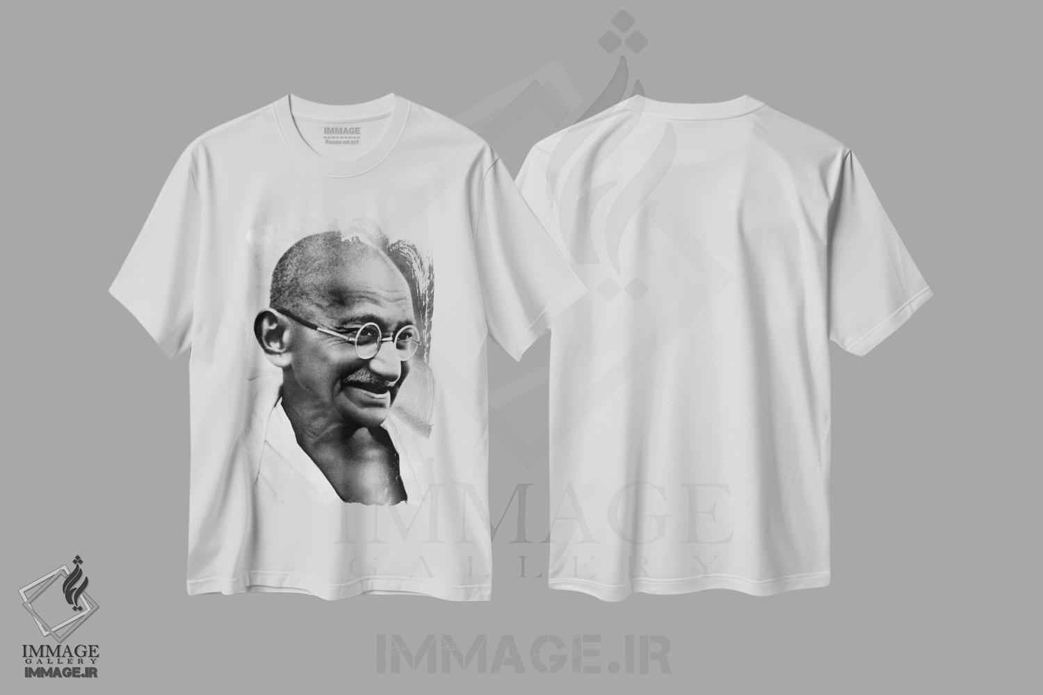 تیشرت طرح دار پرترهٔ گاندی، دکور آسیایی اثر هنرمند ناشناس | فروشگاه ایماژ
