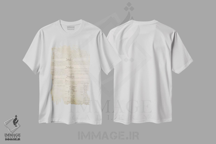 تیشرت طرح دار امضاهای سند قانون اساسی، دکور آمریکایی اثر هنرمند ناشناس | immage.ir