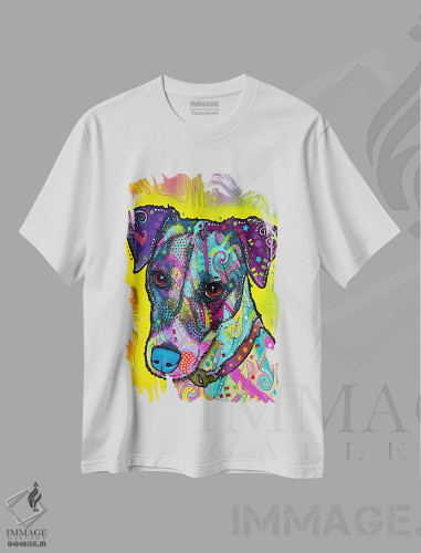 تیشرت طرح دار سگ جک راسل، مدیوم اثر دین روسو | فروشگاه ایماژ