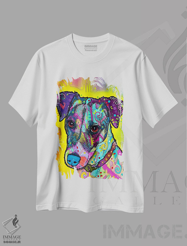 تیشرت طرح دار سگ جک راسل، مدیوم اثر دین روسو | فروشگاه ایماژ