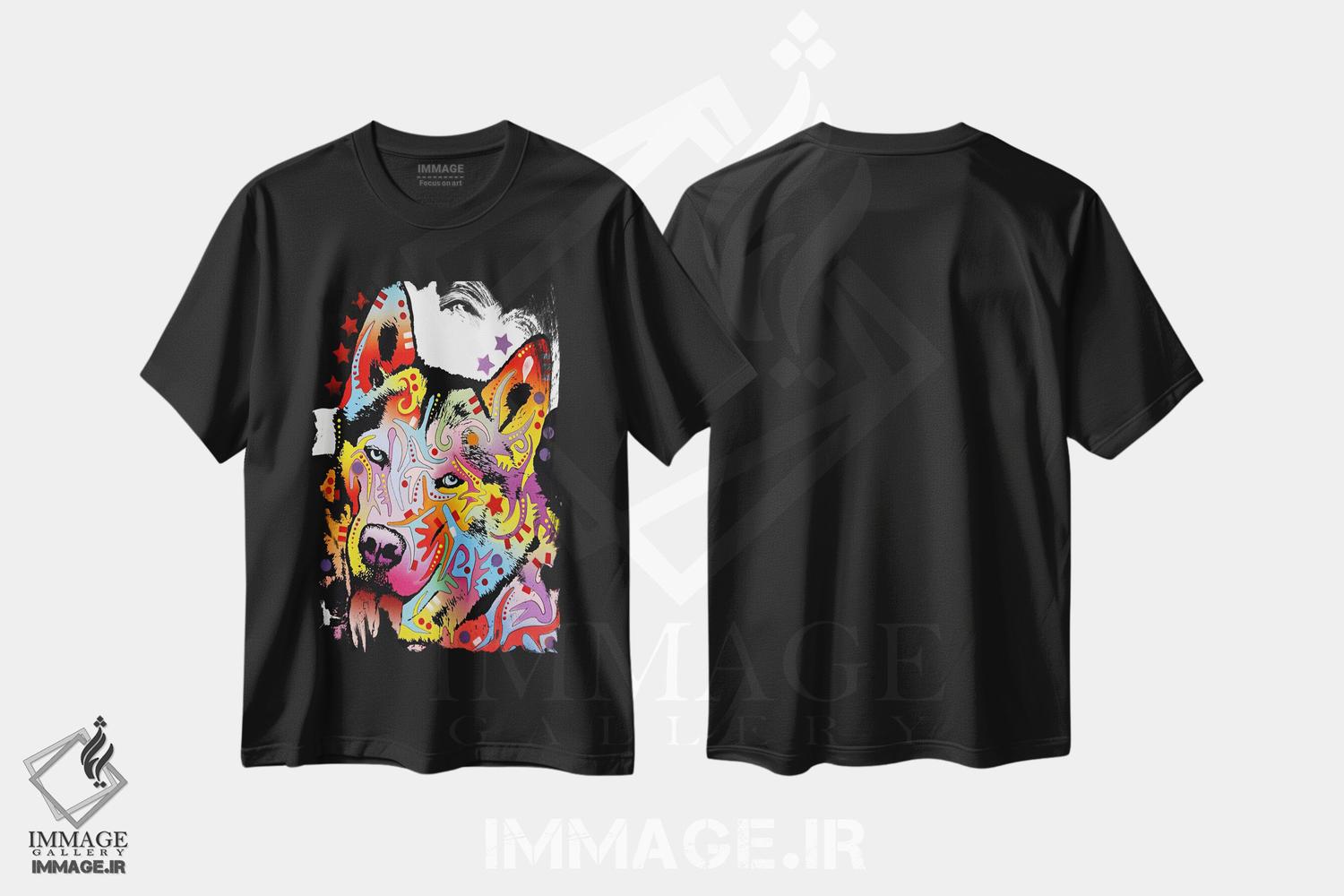 تیشرت طرح دار هاسکی سیبری، مدیوم اثر دین روسو | فروشگاه ایماژ