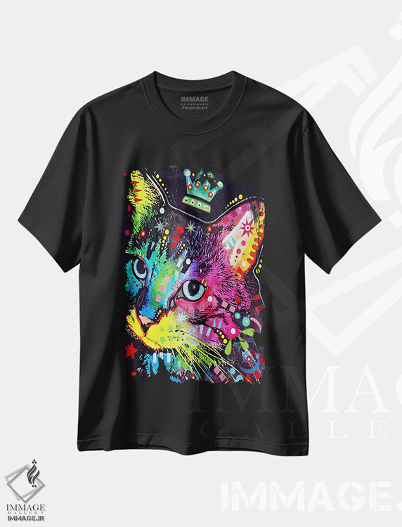 تیشرت طرح دار گربهٔ متفکر تاج دار، مدیوم اثر دین روسو | immage.ir