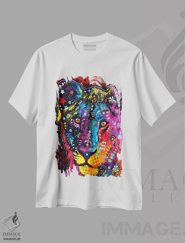 تیشرت طرح دار شیر جوان، مدیوم اثر دین روسو | immage.ir