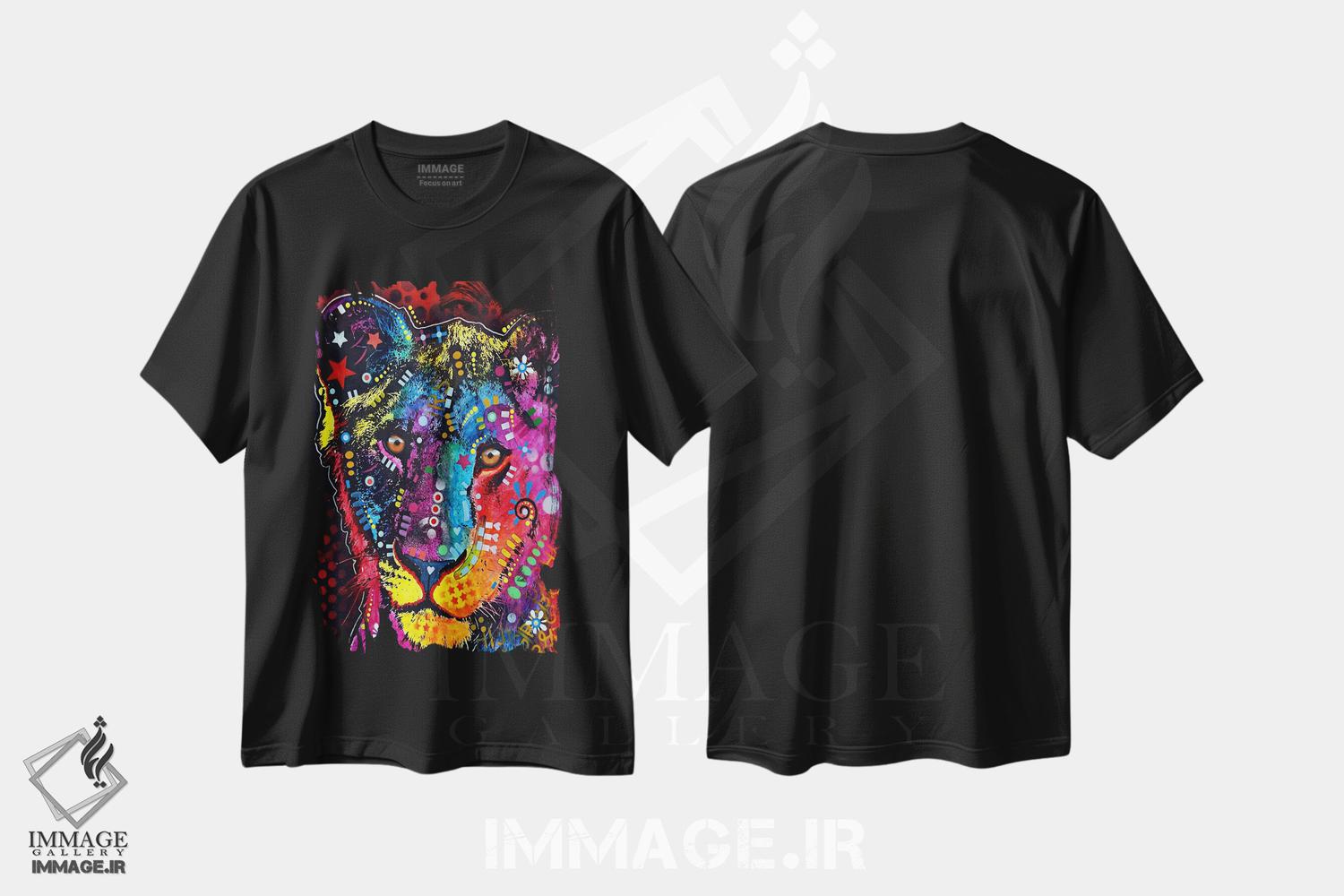 تیشرت طرح دار شیر جوان، مدیوم اثر دین روسو | فروشگاه ایماژ
