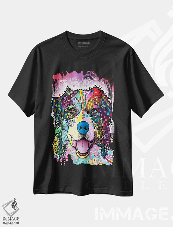 تیشرت طرح دار سگ شپرد استرالیایی، مدیوم اثر دین روسو | immage.ir