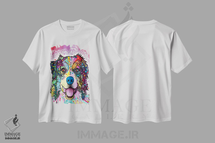 تیشرت طرح دار سگ شپرد استرالیایی، مدیوم اثر دین روسو | فروشگاه ایماژ