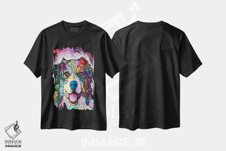 تیشرت طرح دار سگ شپرد استرالیایی، مدیوم اثر دین روسو | immage.ir