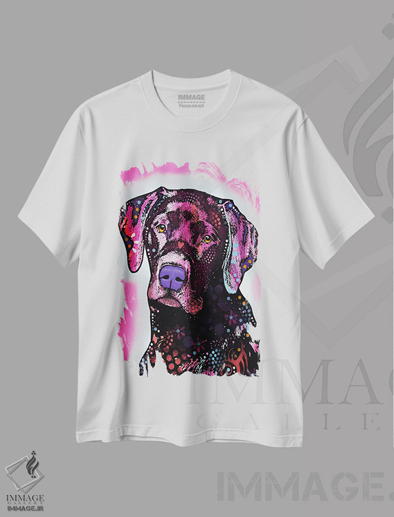 تیشرت طرح دار لابرادور سیاه، مدیوم اثر دین روسو | فروشگاه ایماژ