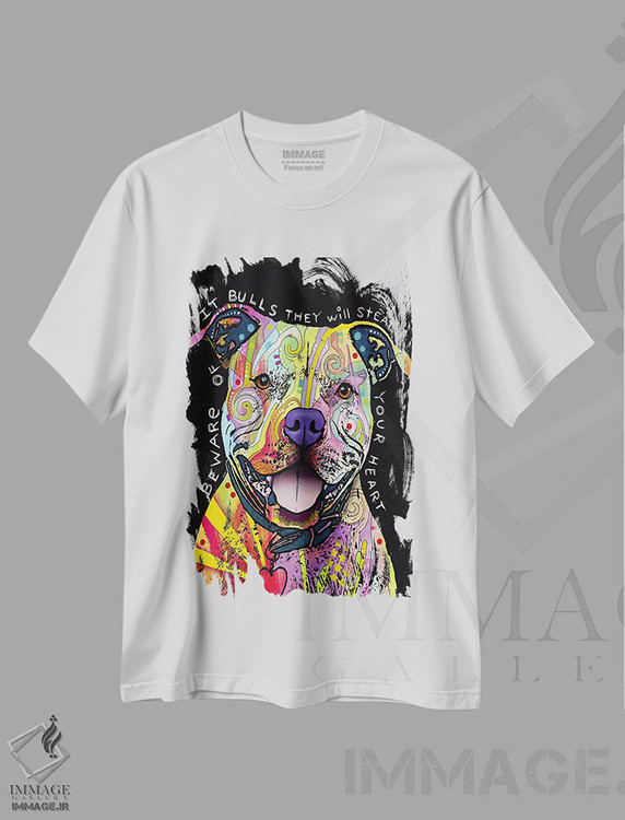تیشرت طرح دار مراقب پیت بول ها باشید، مدیوم اثر دین روسو | immage.ir