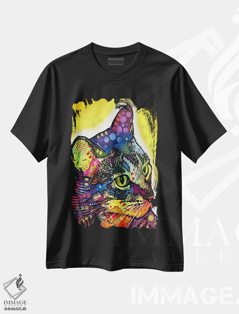 تیشرت طرح دار گربهٔ بااعتمادبه نفس، مدیوم اثر دین روسو | immage.ir