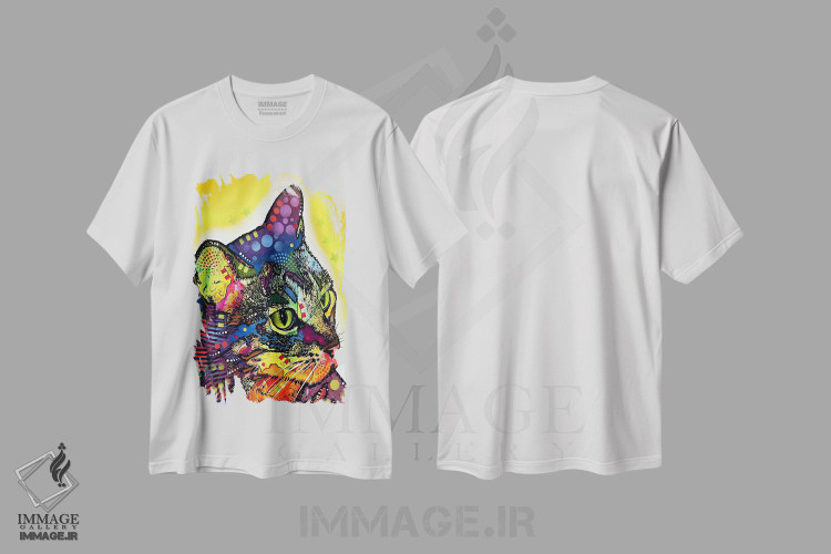 تیشرت طرح دار گربهٔ بااعتمادبه نفس، مدیوم اثر دین روسو | فروشگاه ایماژ