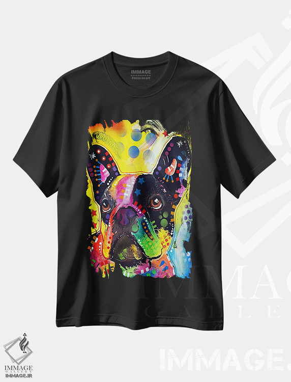 تیشرت طرح دار بولداگ فرانسوی، مدیوم اثر دین روسو | فروشگاه ایماژ