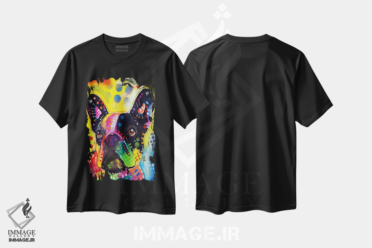 تیشرت طرح دار بولداگ فرانسوی، مدیوم اثر دین روسو | فروشگاه ایماژ