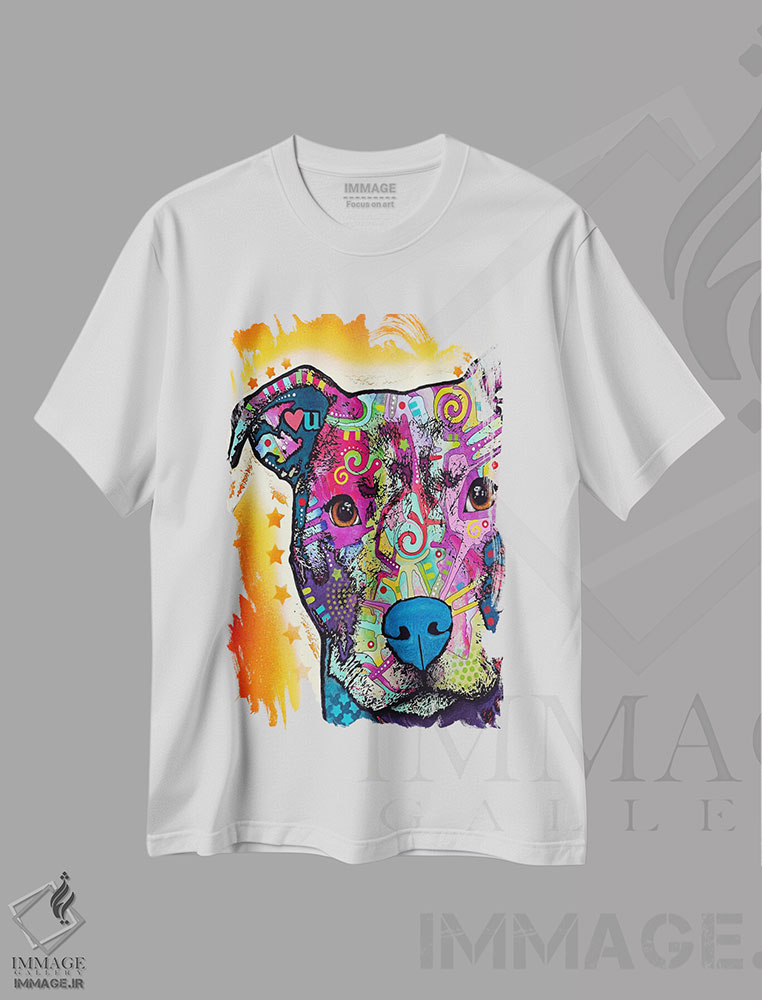 تیشرت طرح دار پیت بول قلبی، مدیوم اثر دین روسو | فروشگاه ایماژ