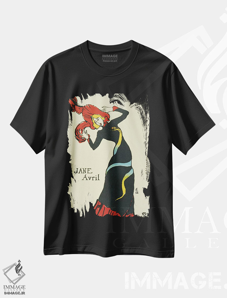 تیشرت طرح دار پوستر قدیمی جین آوریل، آرت نوو اثر آنری دو تولوز-لوترک | immage.ir