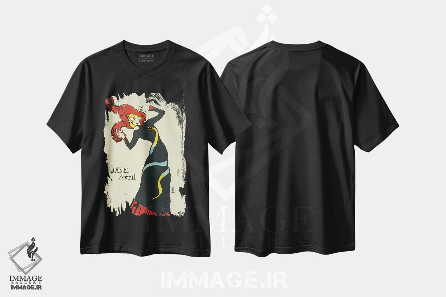 تیشرت طرح دار پوستر قدیمی جین آوریل، آرت نوو اثر آنری دو تولوز-لوترک | immage.ir